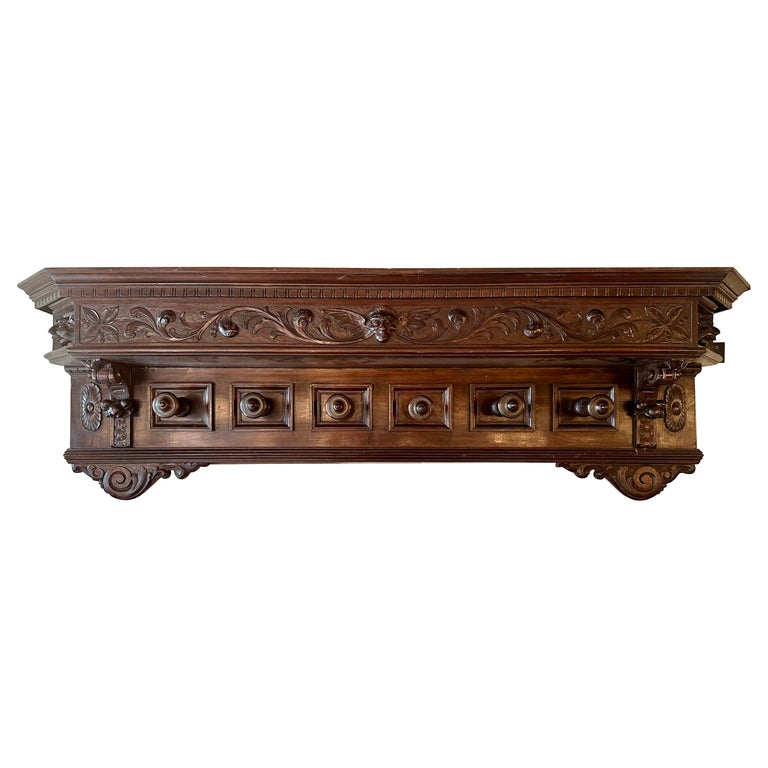 Antique Italian Carved Walnut Hanging Coat Rack Circa 1880 1890. For Sale at 1stDibs