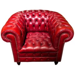 High Quality Vintage Red Chesterfield Armchair Designer Made by Wilmowski