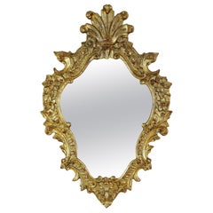 18th Century Gilt Baroque Mirror With Old Mirror Plate, Handcarved - IT ca.1790