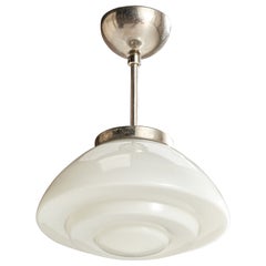 Schwedische Designerin, Pendelleuchte, Chrom, Glas, Schweden, 1930er Jahre