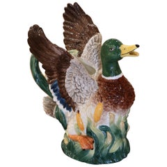 Brocca di anatra in ceramica dipinta a Barbotine dei primi del '900