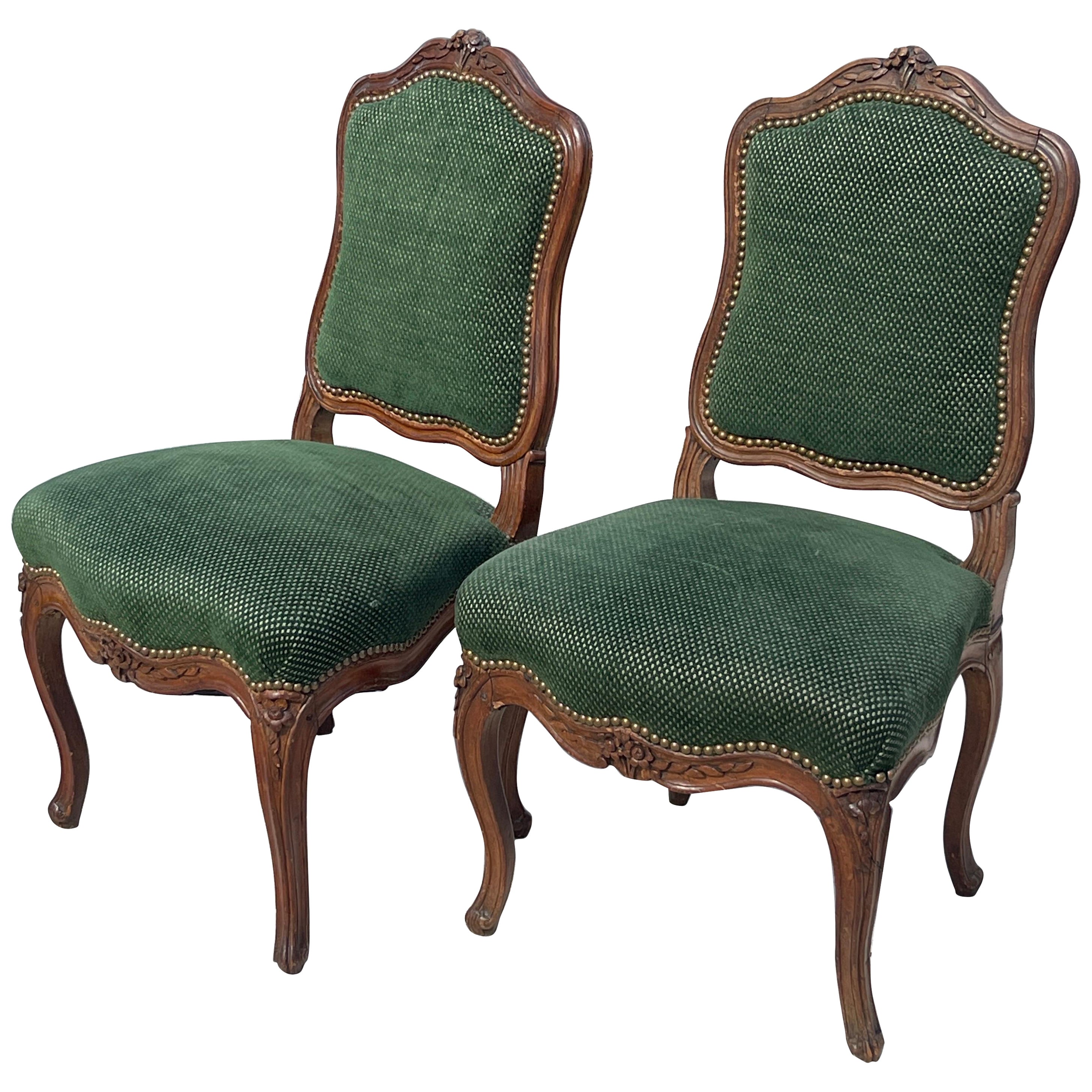 Pair Of Early 19Th. C French Louis XV Style Bergère Chairs