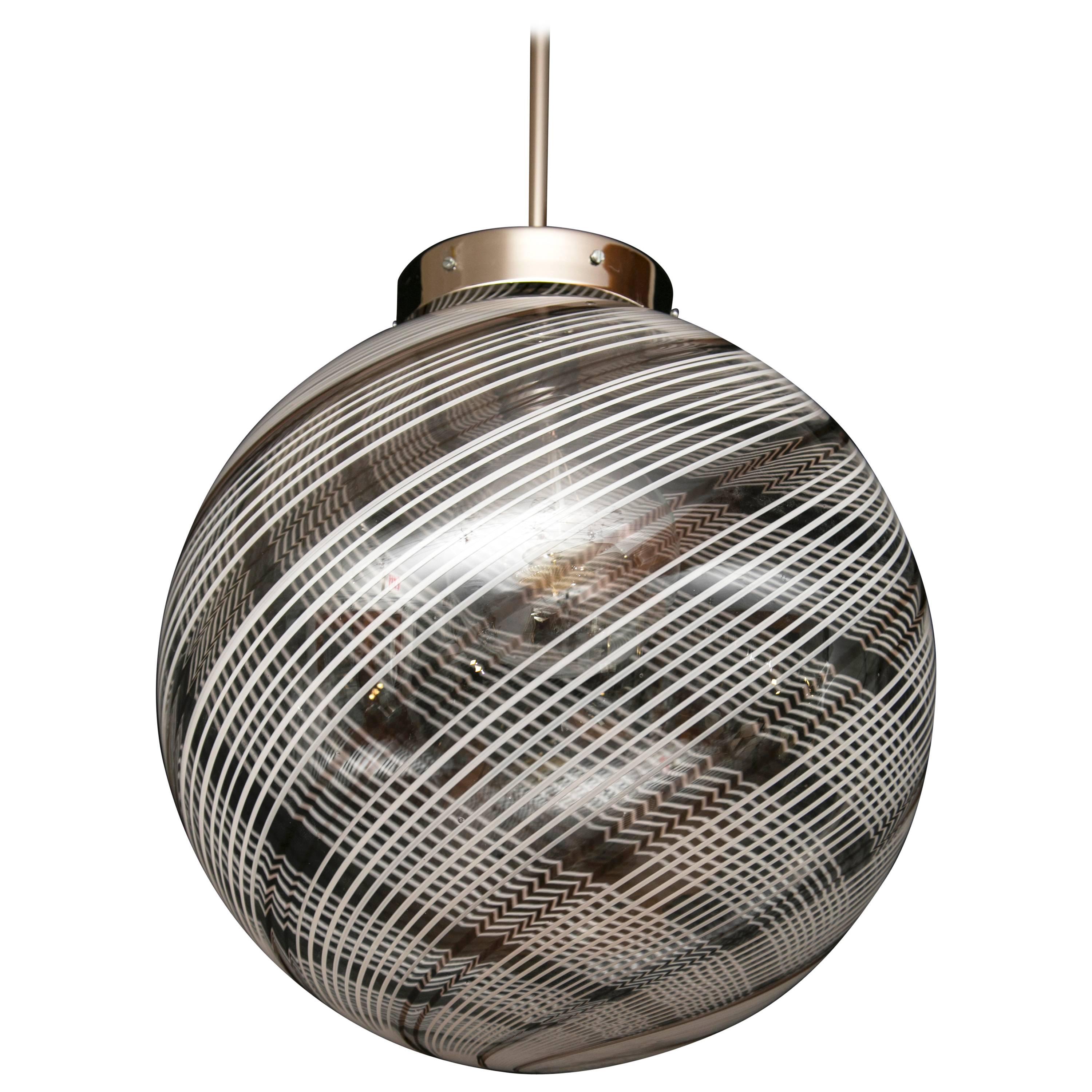 Murano Blown Swirl Globe Ceiling Fixture 