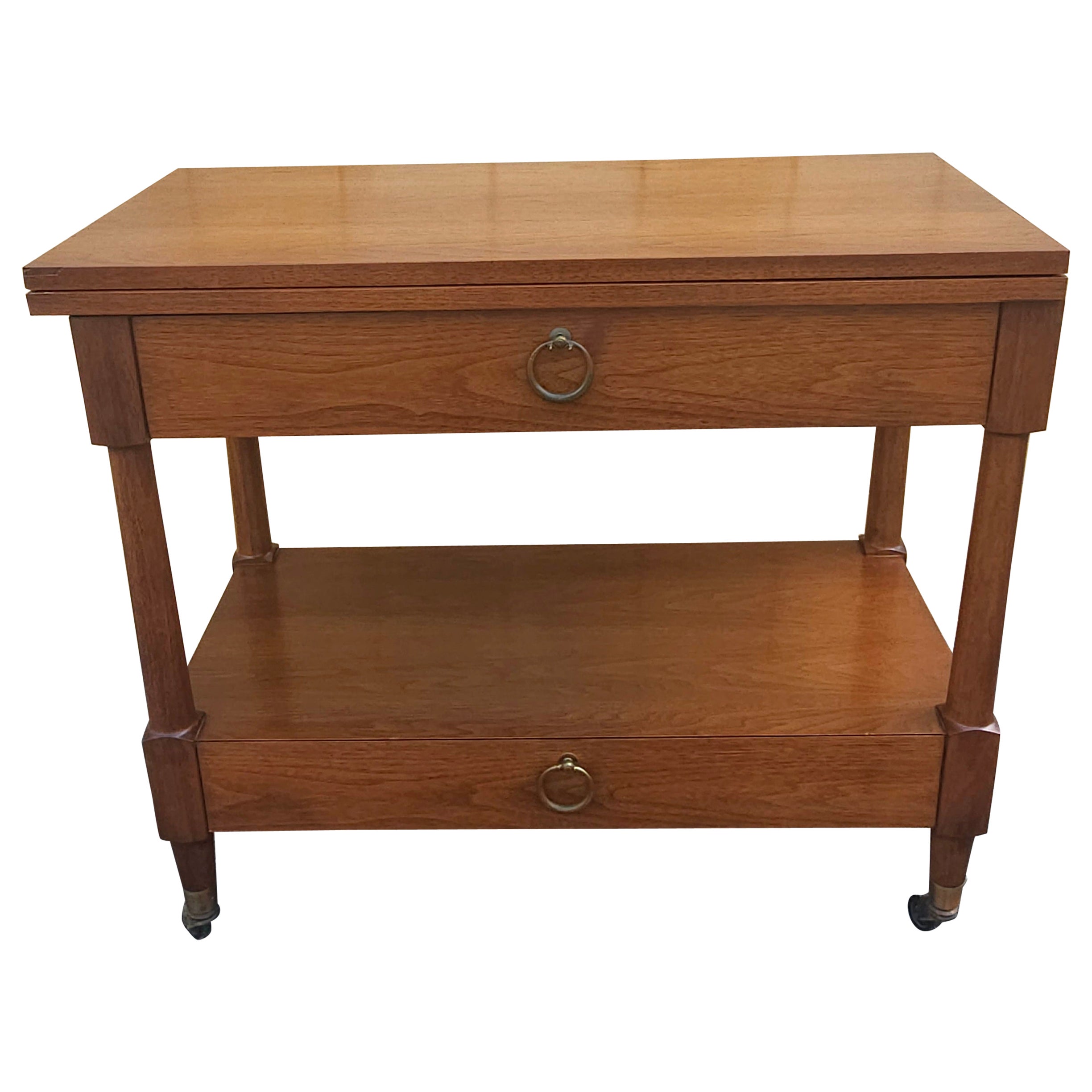 Mid-Century Heritage-Henredon Walnut Expendable Rolling Buffet Server