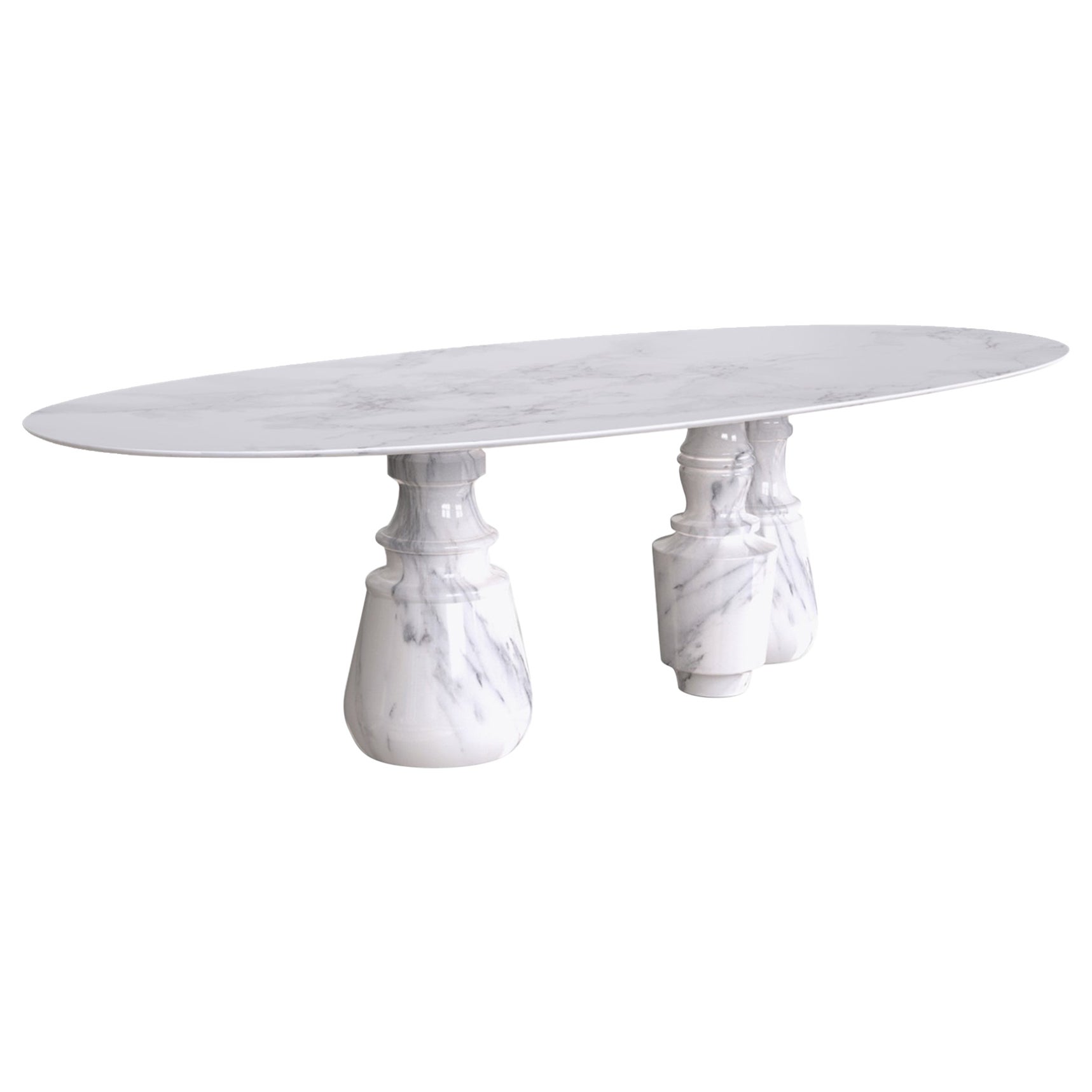 Table de salle à manger Estremoz XL Pietra ovale en marbre tourné fait à la main - Boca do Lobo