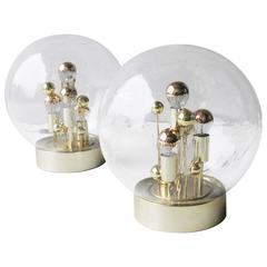 Pair of Doria Gold Globe Table Lights