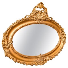 Large Oval Antique Overmantle Mirror, English Gilt Gesso, Lounge, Georgian, 1800