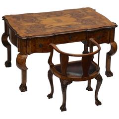 19th Century French Burled Walnut Partners Desk with Armchair 12