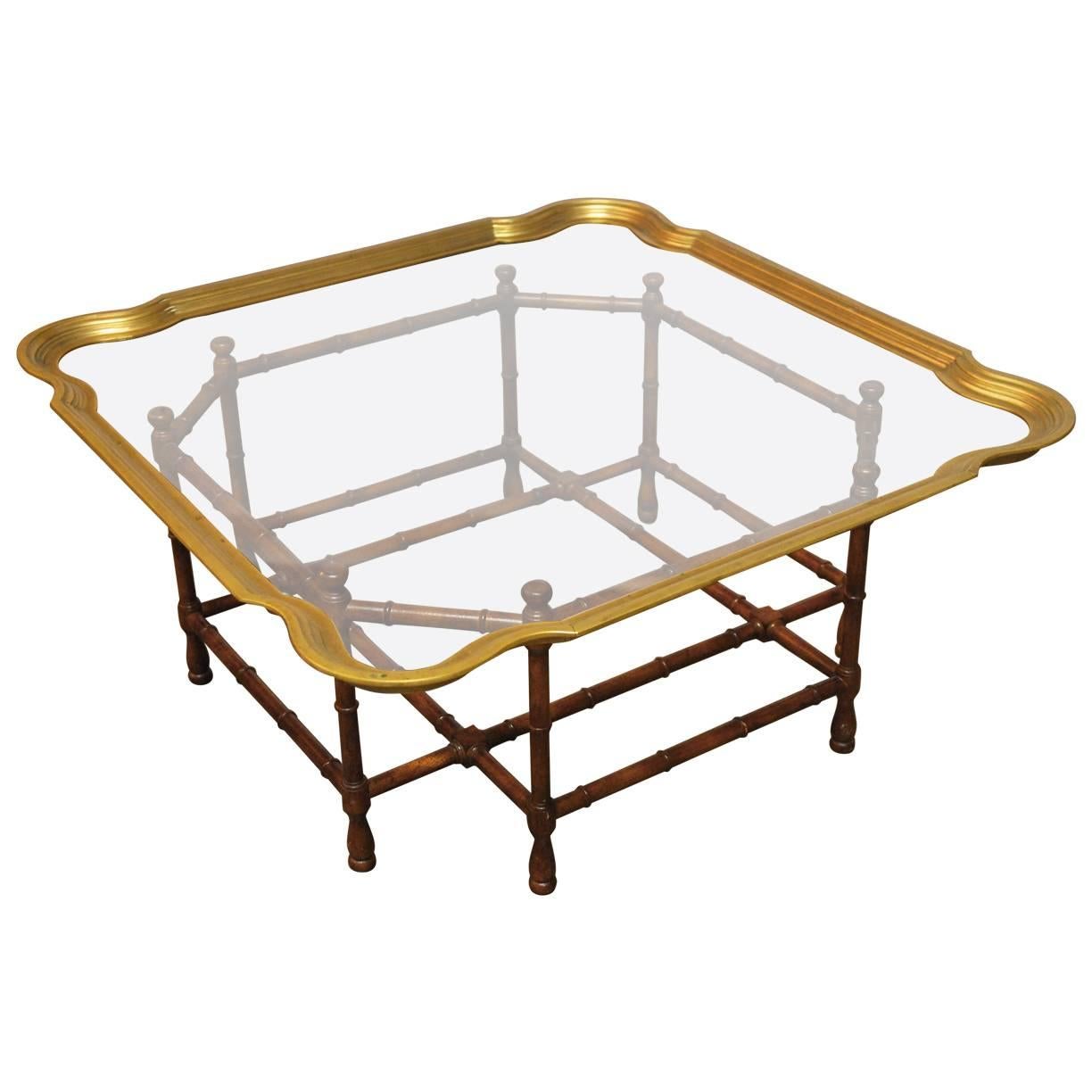 Baker Bamboo and Brass Tray Top Coffee Table