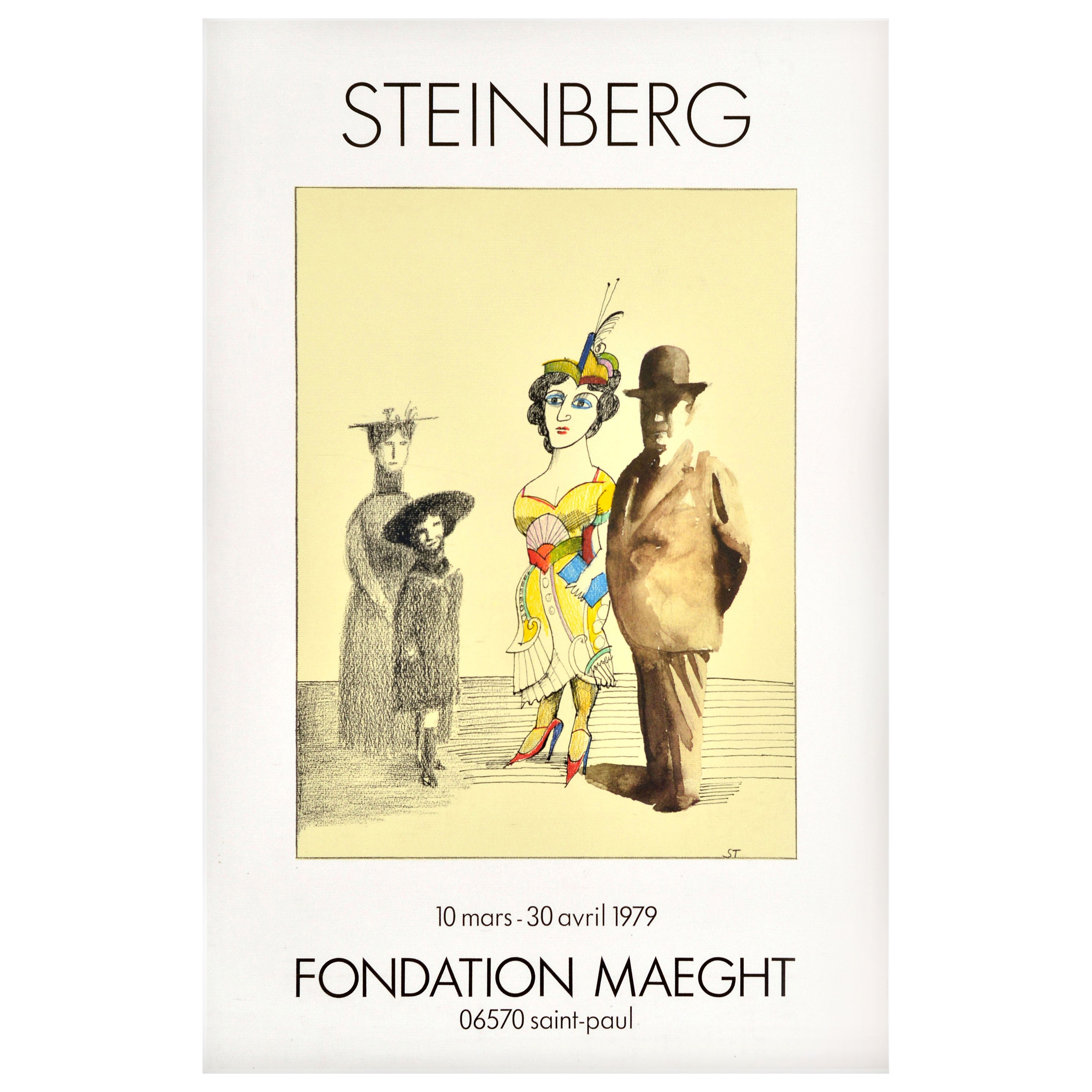 Original-Vintage-Werbeplakat, Vintage-Kunstausstellung, Steinberg Fondation Maeght