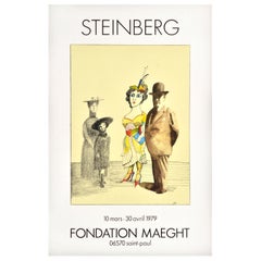 Affiche publicitaire d'origine d'une exposition d'art vintage Steinberg Fondation Maeght
