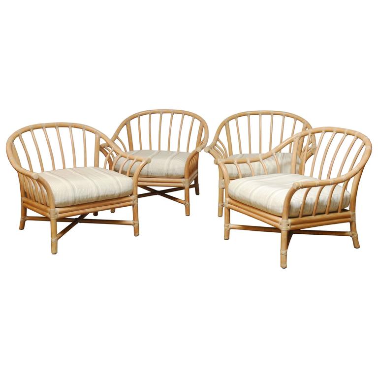 Set Of Four Oversized Mcguire Bamboo Lounge Chairs At 1stdibs