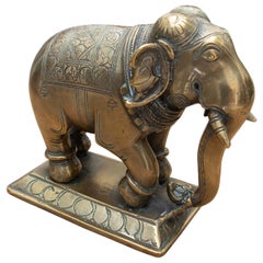 19th Hand Carve Bronze Elephant with Decorations