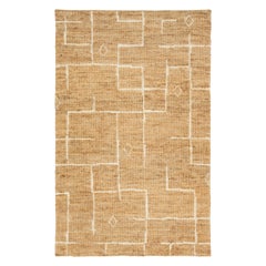 Modern Soumak Natural Jute & Cotton Rug Handmade in Tan