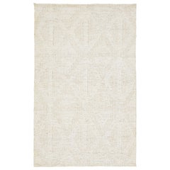 Modern Handmade Ivory Soumak Natural Jute Rug