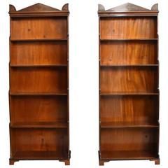  Pair of Regency Mahogany Waterfall Bookcases of Small Proportions