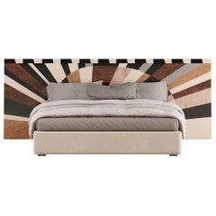 The Modernity Heaboard Art Deco inspired Pattern in Wood King Bed (lit king)
