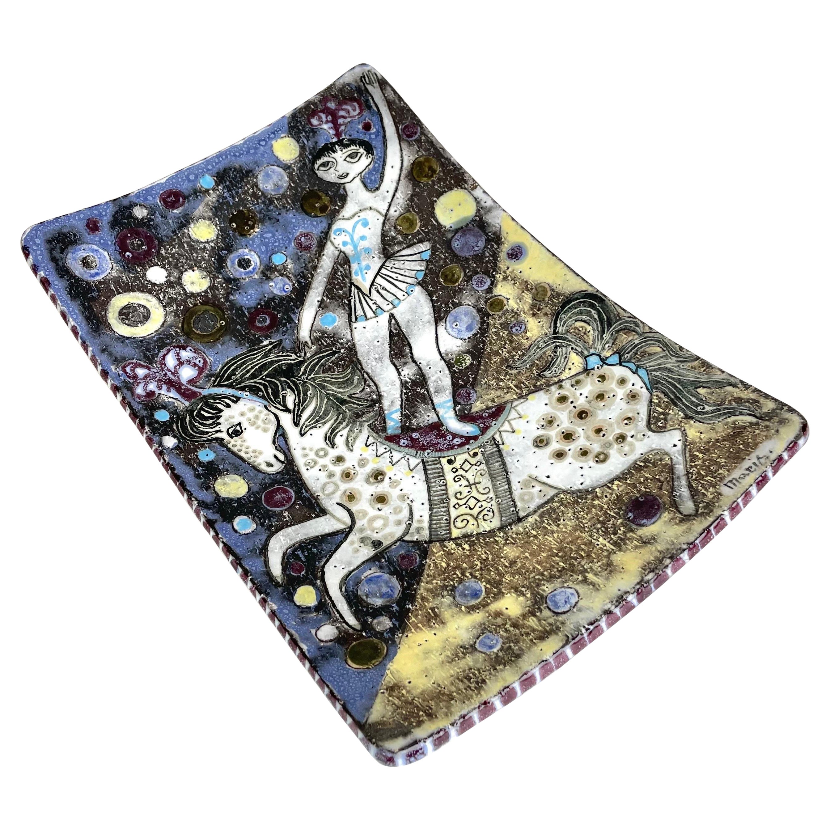 Plato de barro vidriado sueco de mediados de siglo, Mari Simmulson, Upsala Ekeby en venta