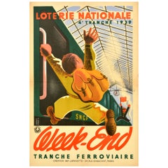 Affiche vintage d'origine Loterie Nationale Week-end French Railway Lottery SNCF