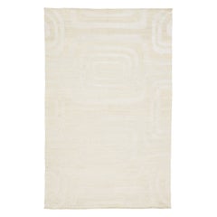 Modern Dhurrie Natural Jute & Wool Rug Handmade In Ivory