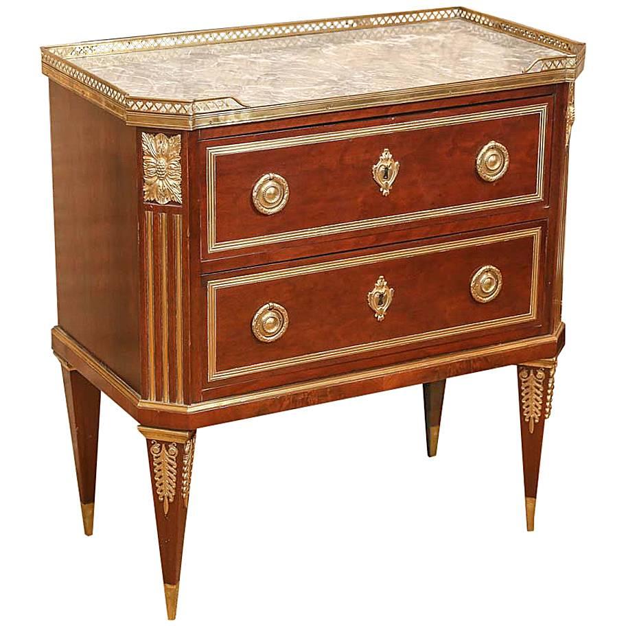 Russian Neoclassical-Style Mahogany and Marble-Top Commode