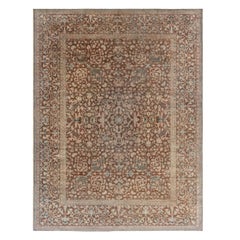 Tapis persan ancien Sarouk Botanic Brown Doris Leslie Blau fait à la main