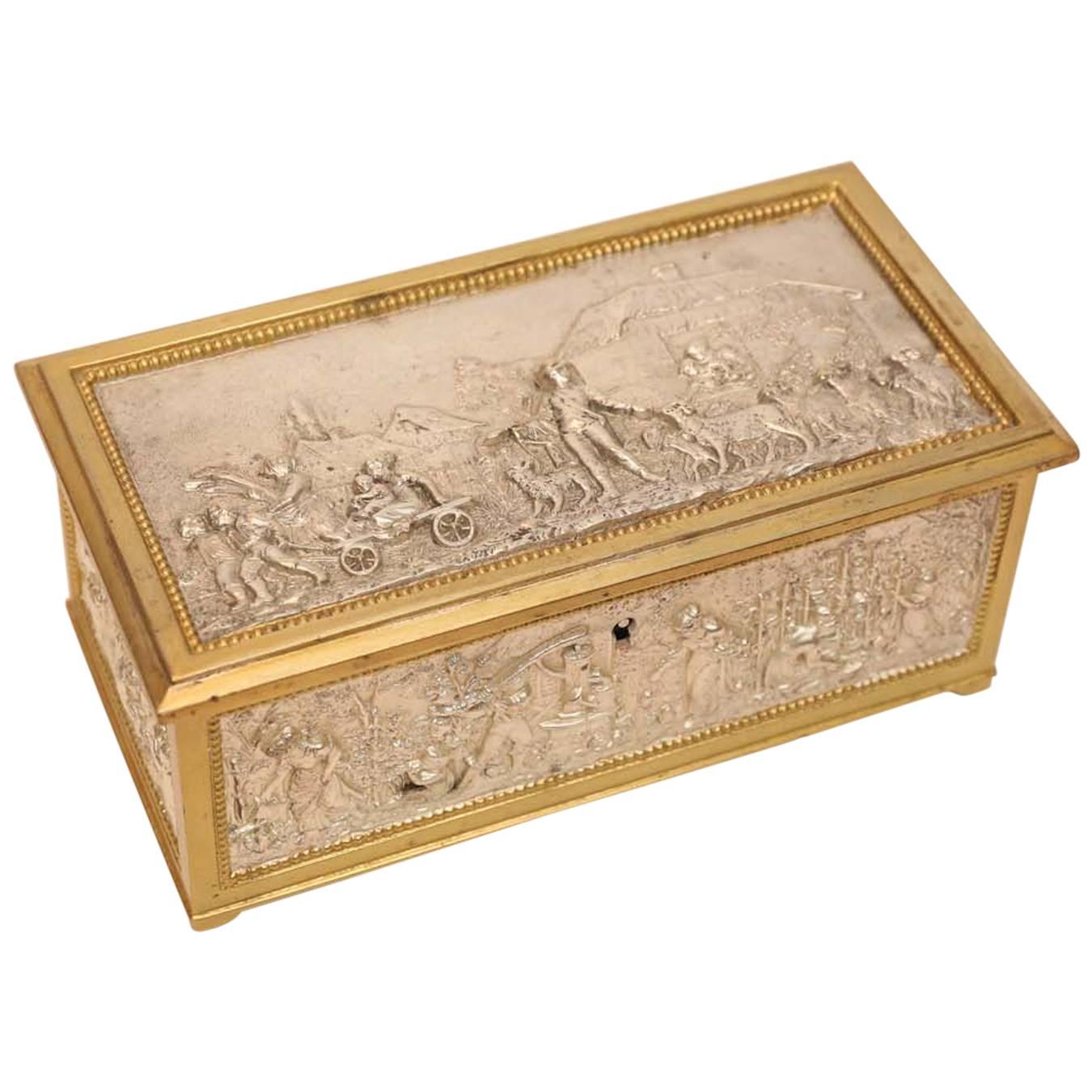 European Silver and Bronze Dore Decorative Box
