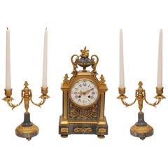 Three-Piece French Clock Set 19th Century