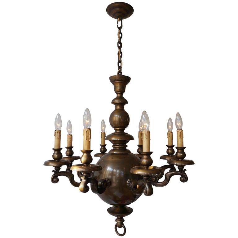 Massive Bronze Belgium Flemish Style Chandelier For Sale at 1stdibs