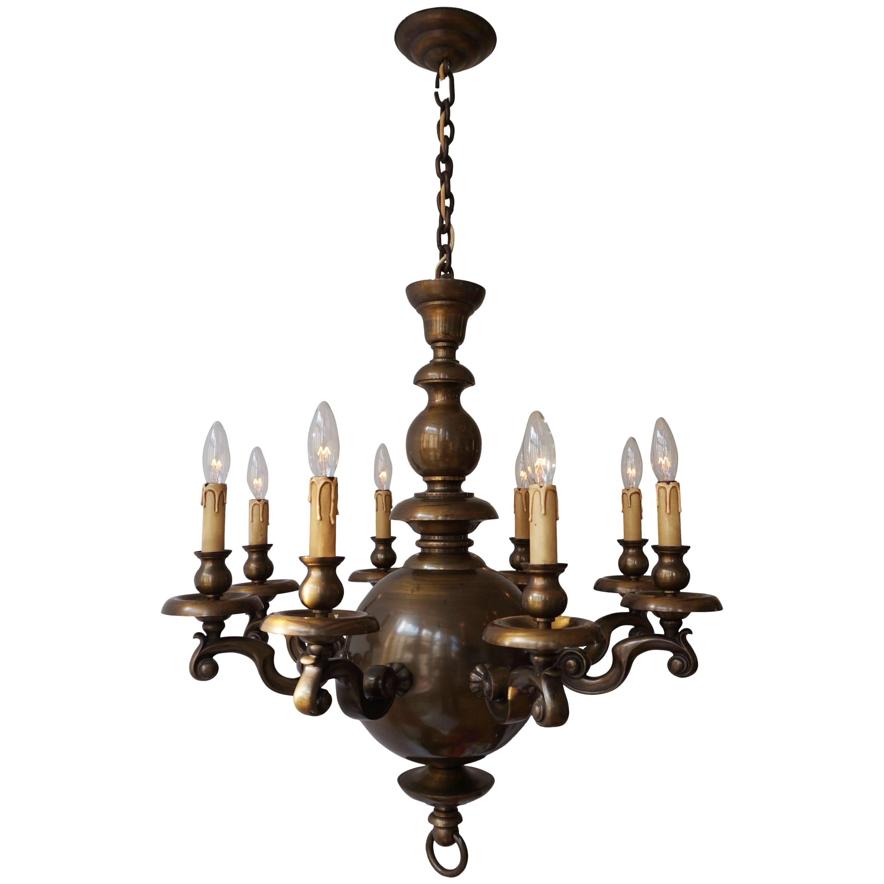 Massive Bronze Belgium Flemish Style Chandelier