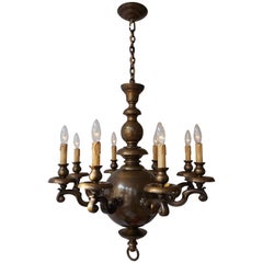 Antique Massive Bronze Belgium Flemish Style Chandelier