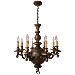 Massive Bronze Belgium Flemish Style Chandelier 1