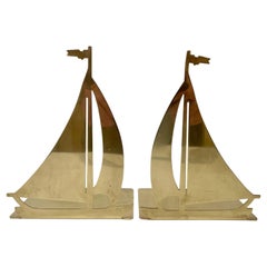 Pair Brass Sailboat Bookends