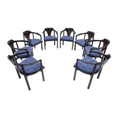 Edward Wormley for Dunbar Horseshoe Dining Chairs (Model 935)  in Mohair