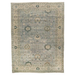 9'x12' Oushak Grays and Blues Floral Design Rug