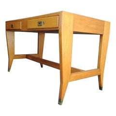Vintage Gio Ponti BNL Schreibtisch aus italienischem Nussbaum, Buche und Messing