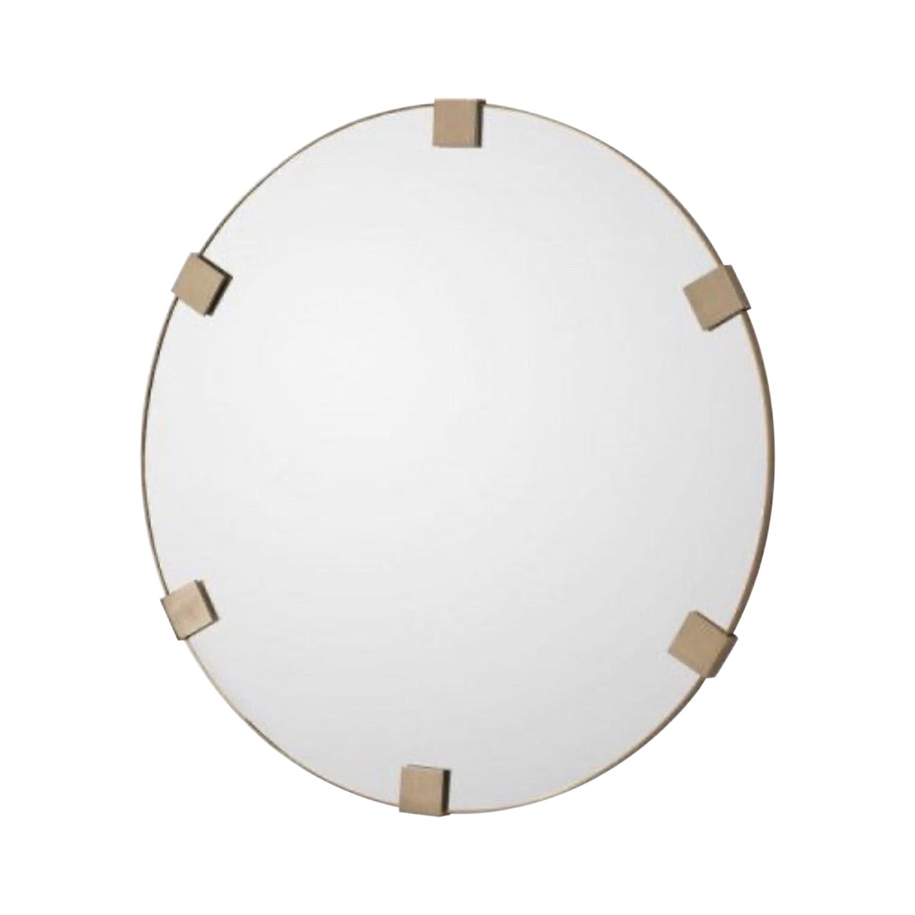 Wonderful Modern Large Interlude Home "Nippon" Round Mirror Brushed Brass For Sale