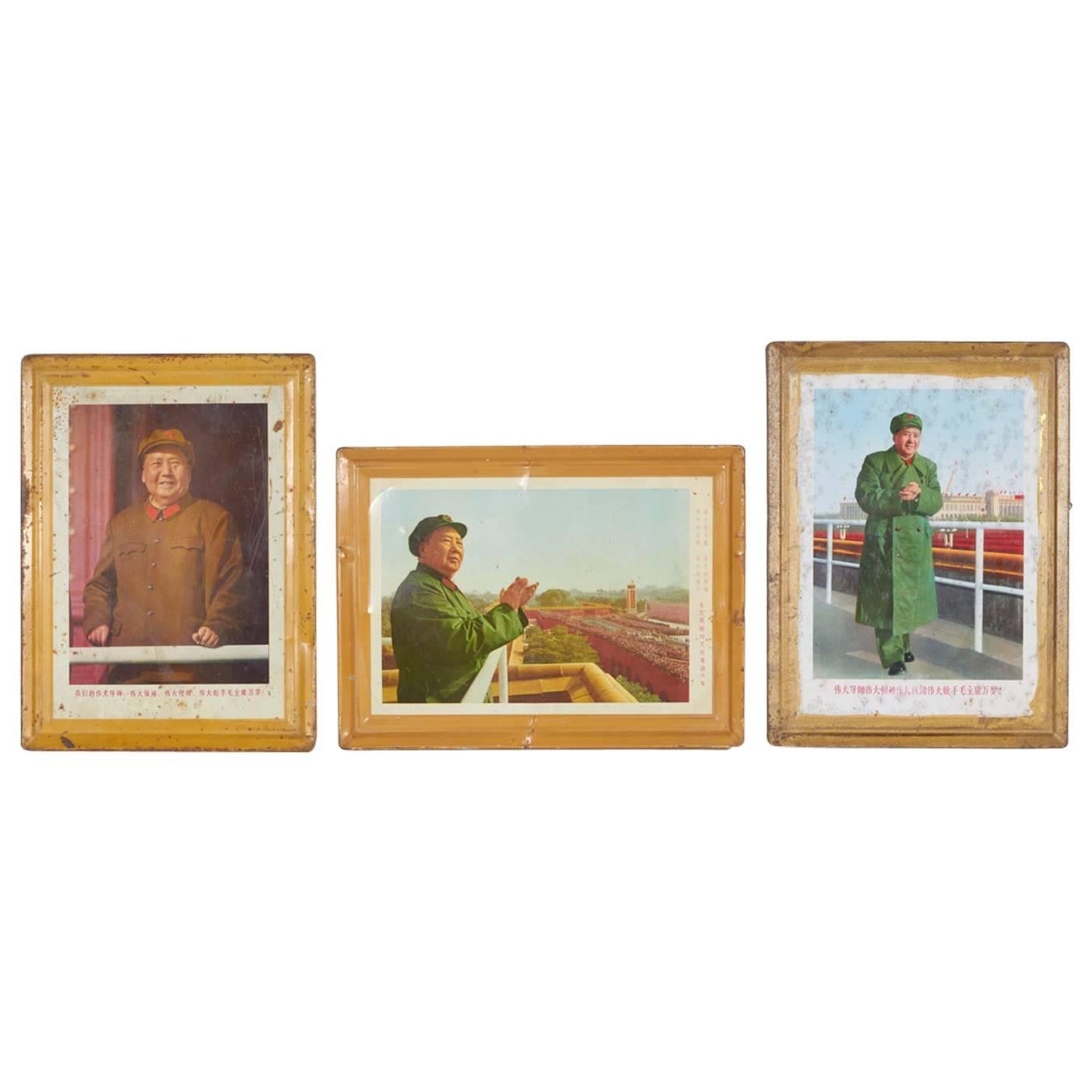 Set of Mao Cultural Revolution Portraits on Tin