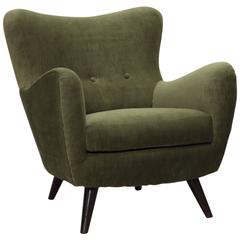 Danish Lounge Chair with Green Upholstery, 1940s