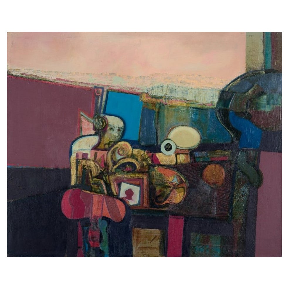 John Picking. Óleo sobre lienzo. Composición abstracta con busto masculino.