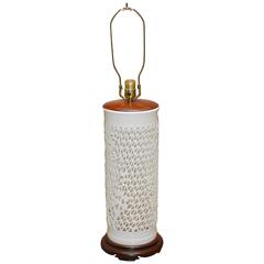 Blanc De Chine Reticulated Porcelain Table Lamp