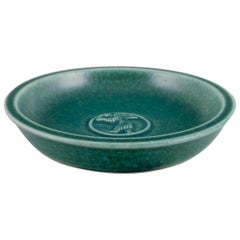 Vintage Saxbo, Denmark. Small ceramic bowl featuring a motif of a standing bear.