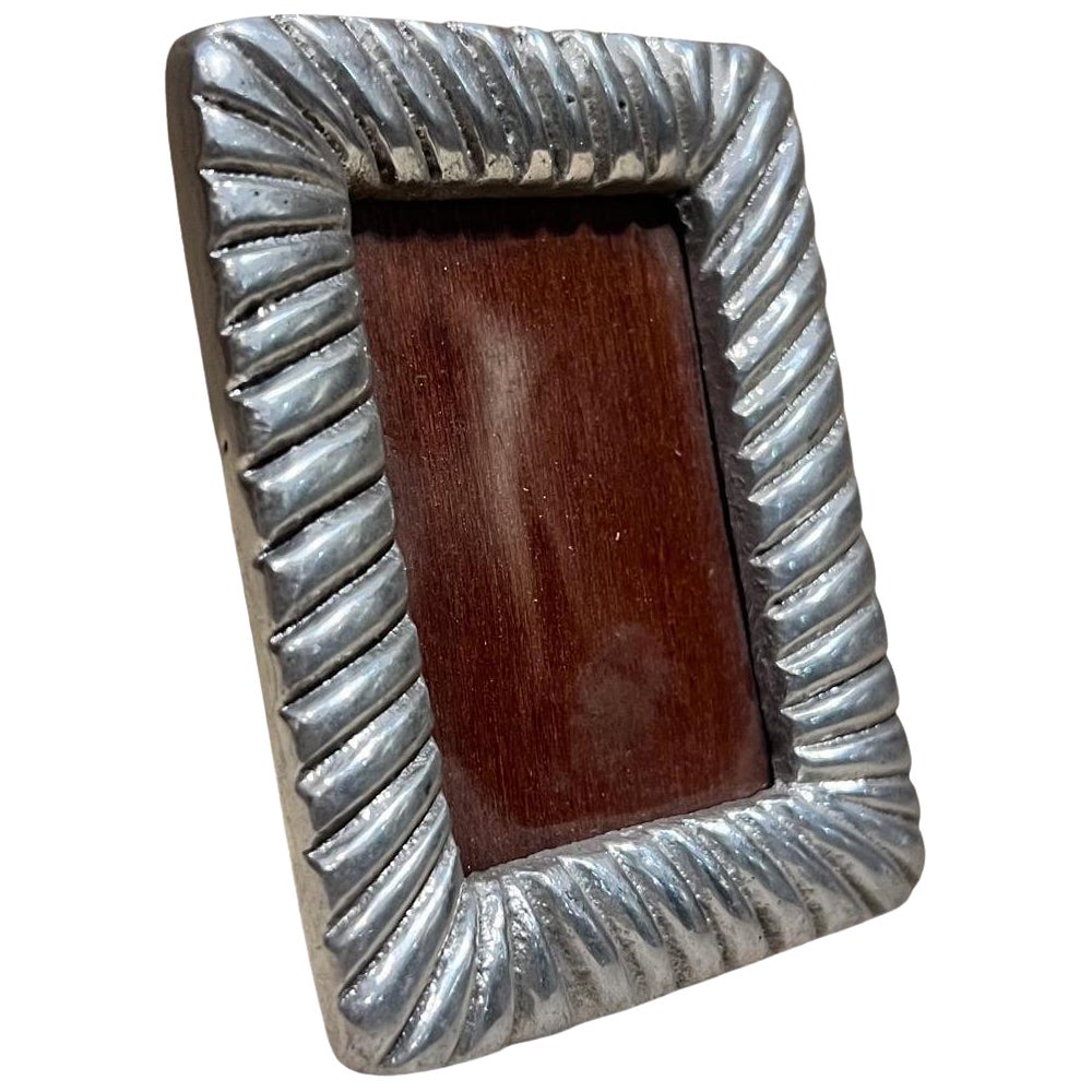 Marco Vintage Plata Aluminio Madera