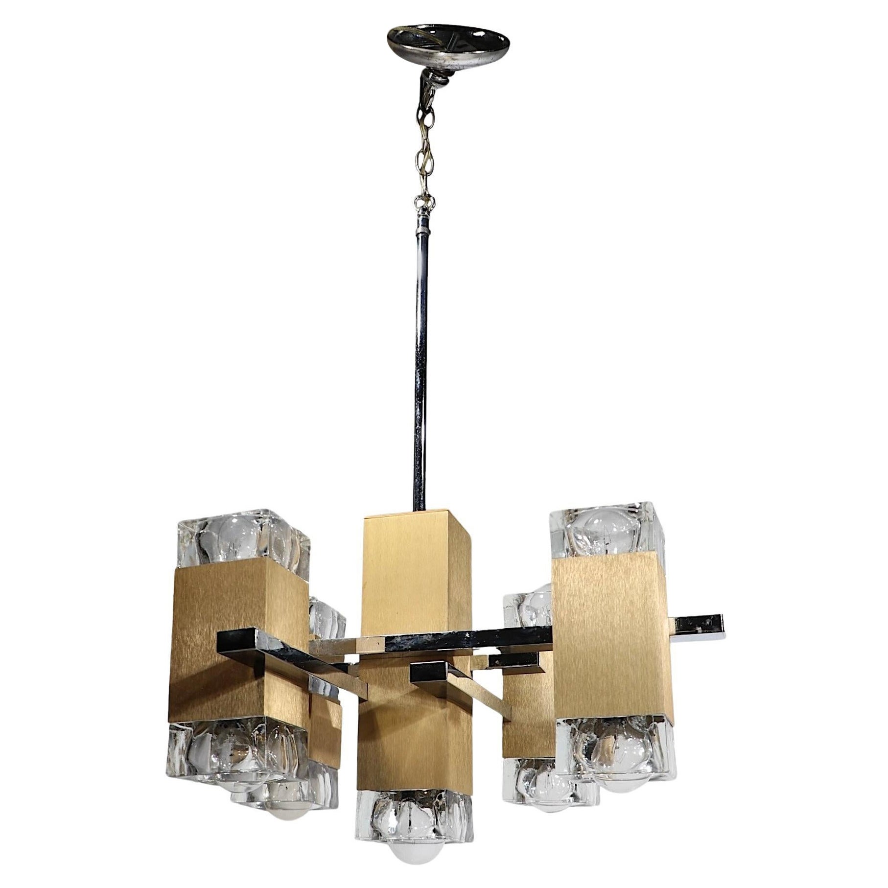 Five Light Hollywood Regency Postmodern Five Light  Sciolari Chandelier c. 1970s