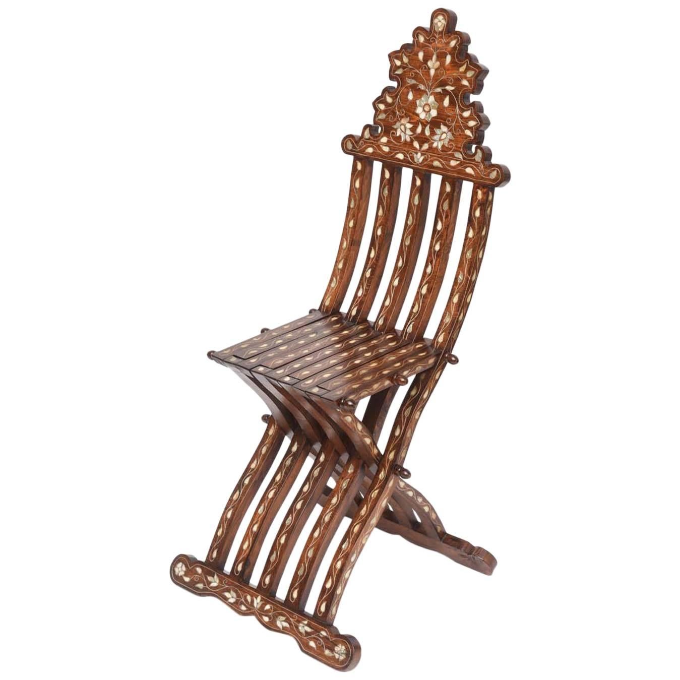 Syrian Mother-of-pearl Inlaid Folding Chair
