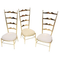 Rare Tall Back Brass Chiavari Chairs with Truncated Legs