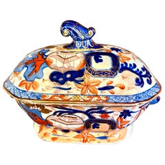 Rara sopera de salsa Imari de Mason's Ironstone inglesa de principios del siglo XIX con "diseño de ostra