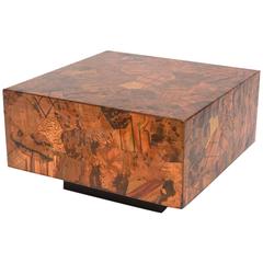 Brutalist Copper-Clad Coffee Table in the Manner of Paul Evans
