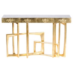 Console Metropolis - Ottone, foglia d'oro e mogano lavorati a mano - Boca Do Lobo