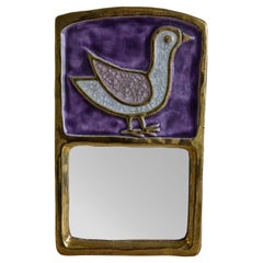 Espejo Decorado Mithe Espelt Púrpura Cerámica y Pájaros